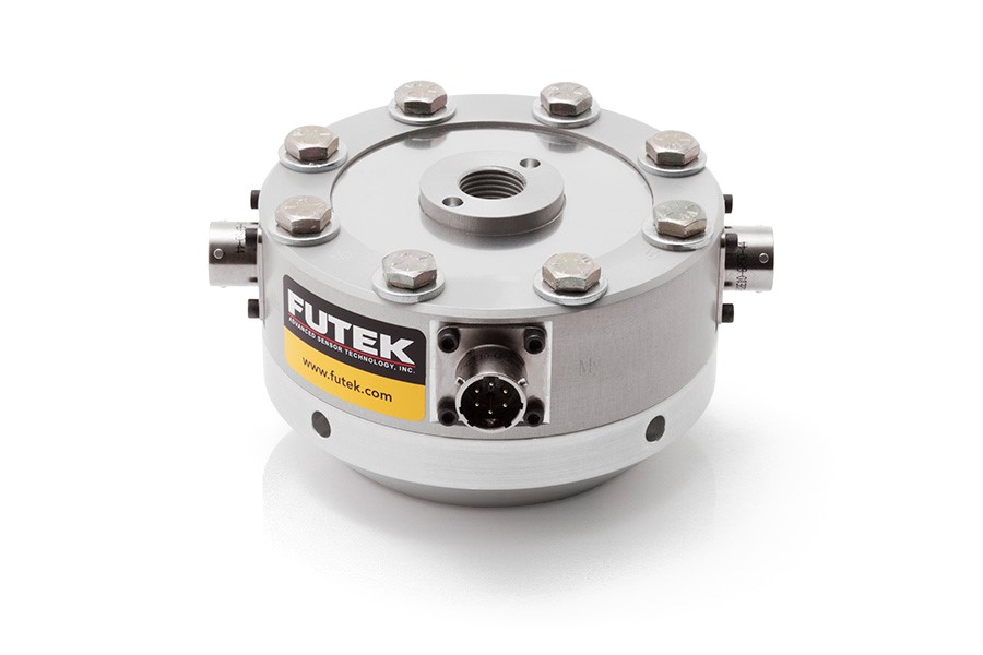 Futek MTA500 : https://www.futek.com/store/multi-axis-sensors/triaxial/low-profile-thrust-and-moment-load-cell-MTA500